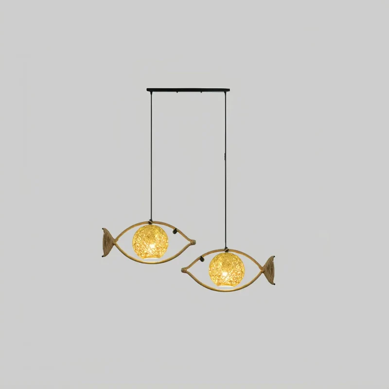 Boho Pendelleuchte aus Seil mit Fischmotiv für Esszimmer