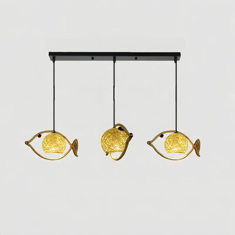 Boho Pendelleuchte aus Seil mit Fischmotiv für Esszimmer
