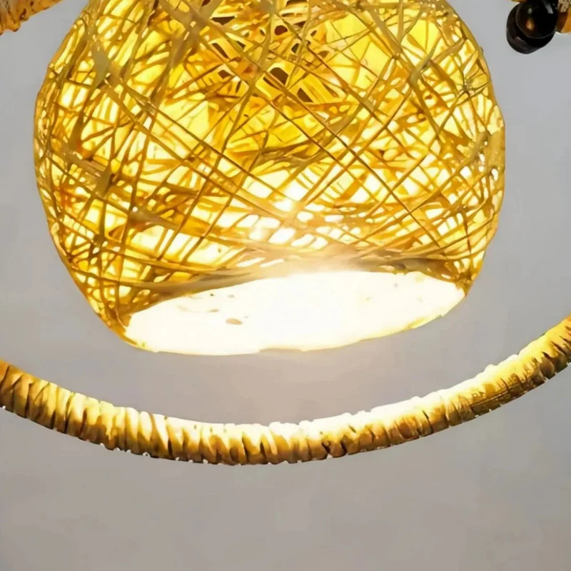Boho Pendelleuchte aus Seil mit Fischmotiv für Esszimmer