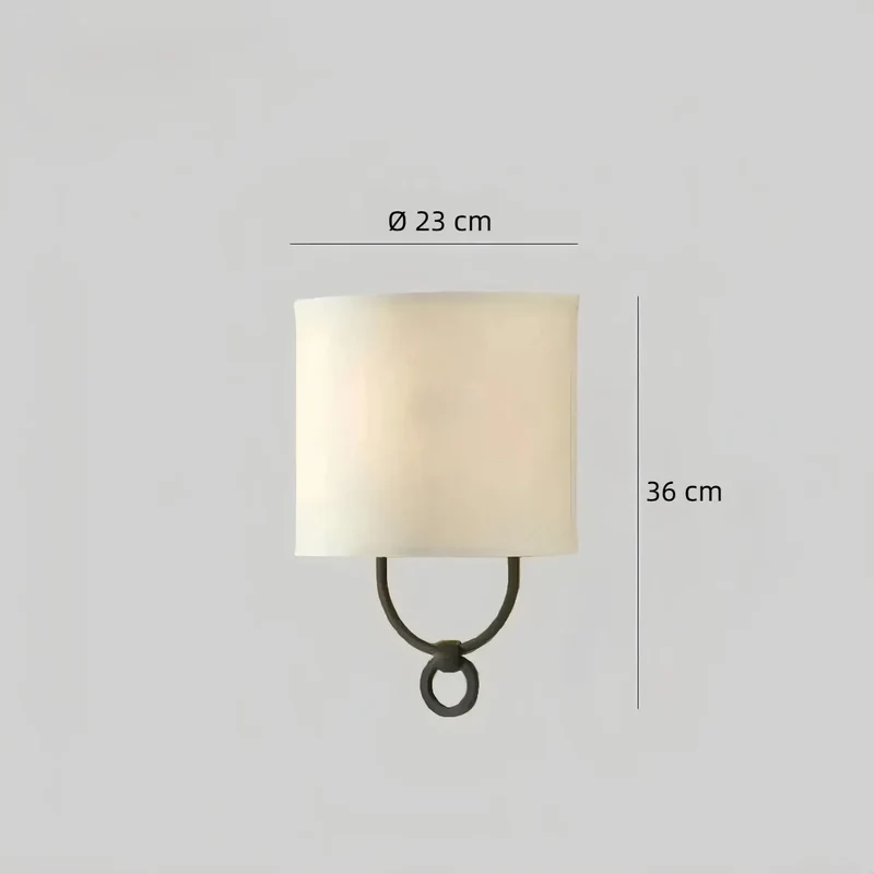 Beige Vintage-Wandleuchte mit Stoffschirm für das Schlafzimmer