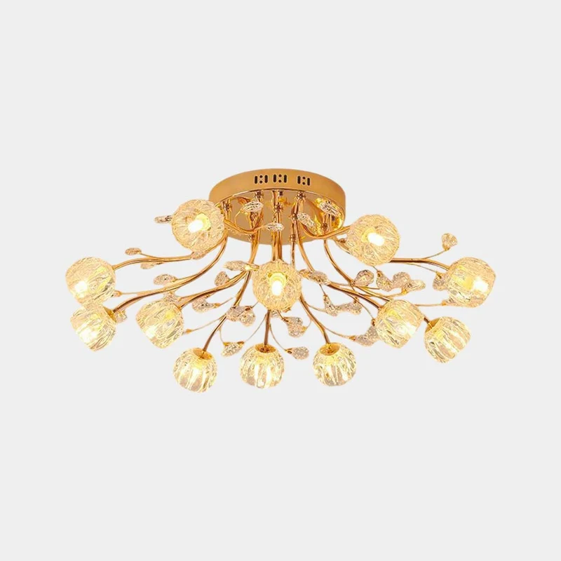 Ceiling Light Modern Glass Crystal Branch Flower