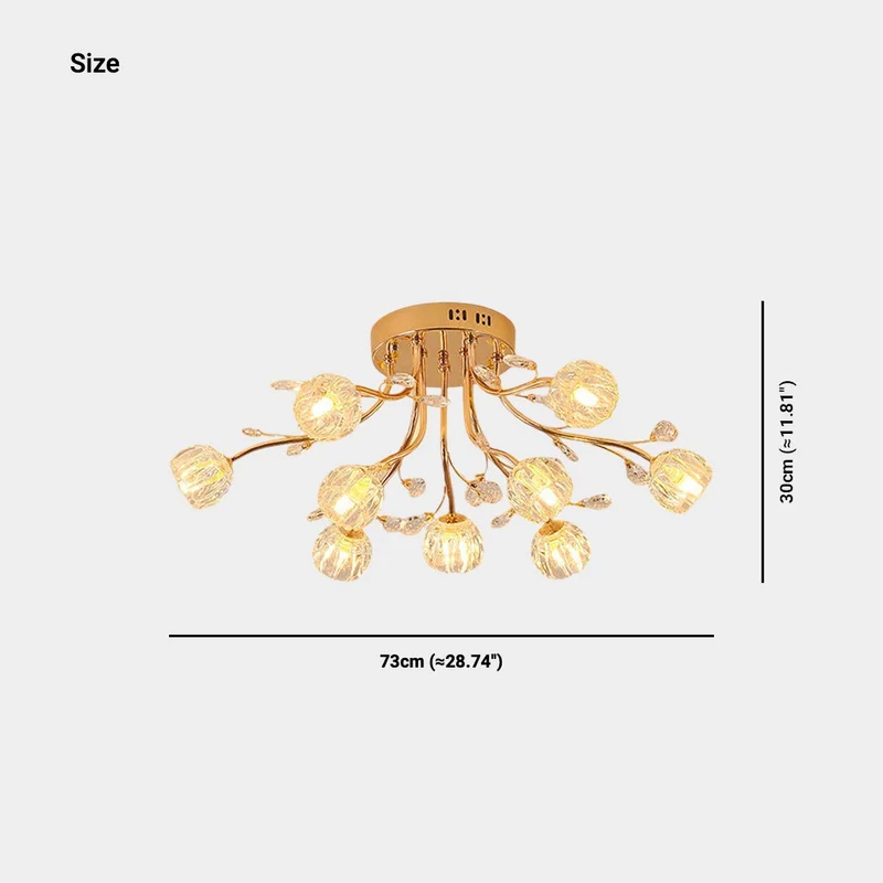 Ceiling Light Modern Glass Crystal Branch Flower