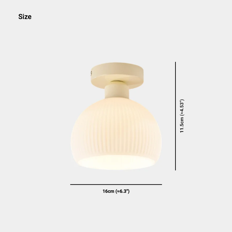 Ceiling Light Semi-Flush Mount Cream Glass Flower Lily of the Valley, White / Green