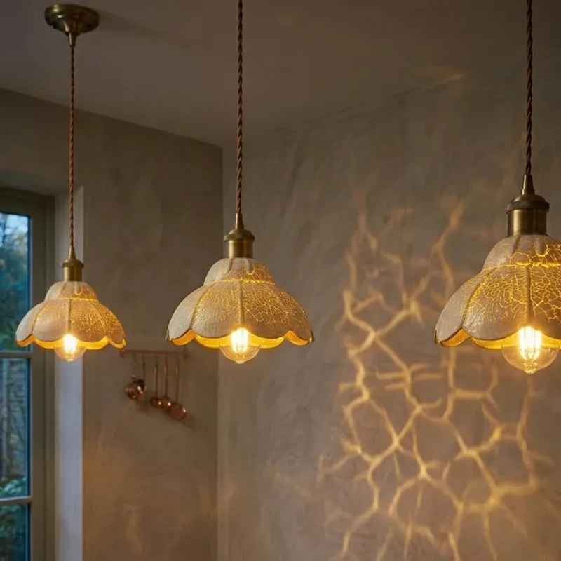 Vintage Crackle Glas Pendelleuchte überbacken ~3606