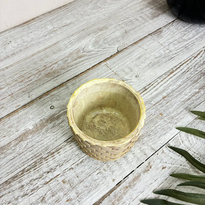 PTMD Pflanztopf Siedler Übertopf Honigwabe Creme S Keramik Gelb Natur Blumentopf