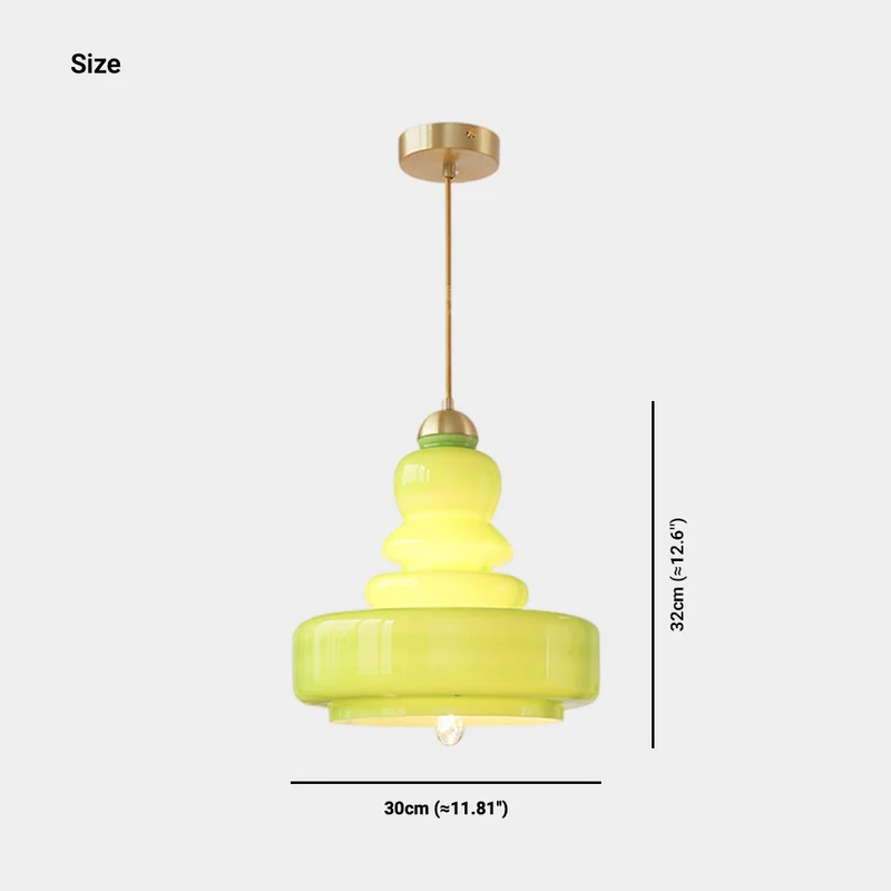 Pendant Light French Retro Glass Gourd, Green / Beige
