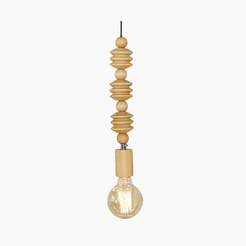 Pendant Light Creative Wood Bead String Gourd