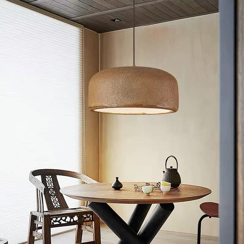Pendant Light Japanese Wabi-Sabi Resin Pot Lid, White / Brown