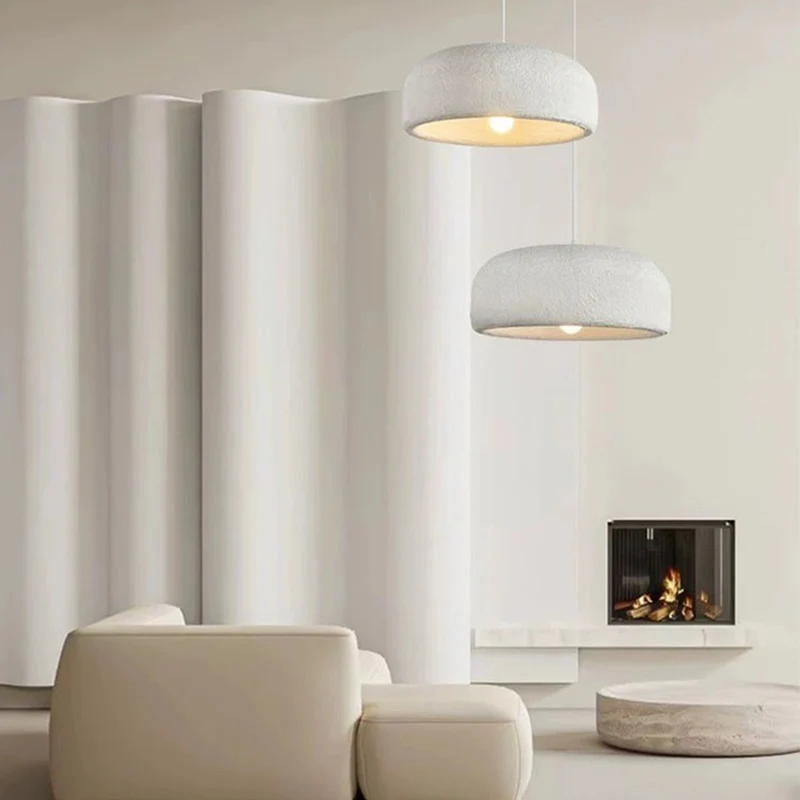 Pendant Light Japanese Wabi-Sabi Resin Pot Lid, White / Brown