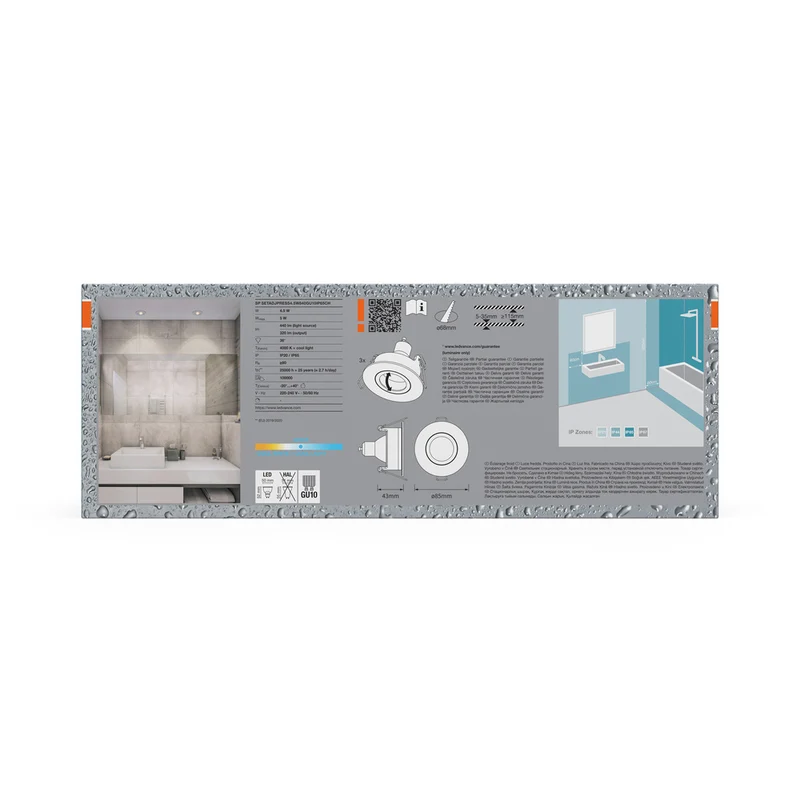 OSRAM LED Spot Recess Einbaustrahler Bad Set GU10 Dim schwenkbar Click 6W Weiß ⌀68 mm