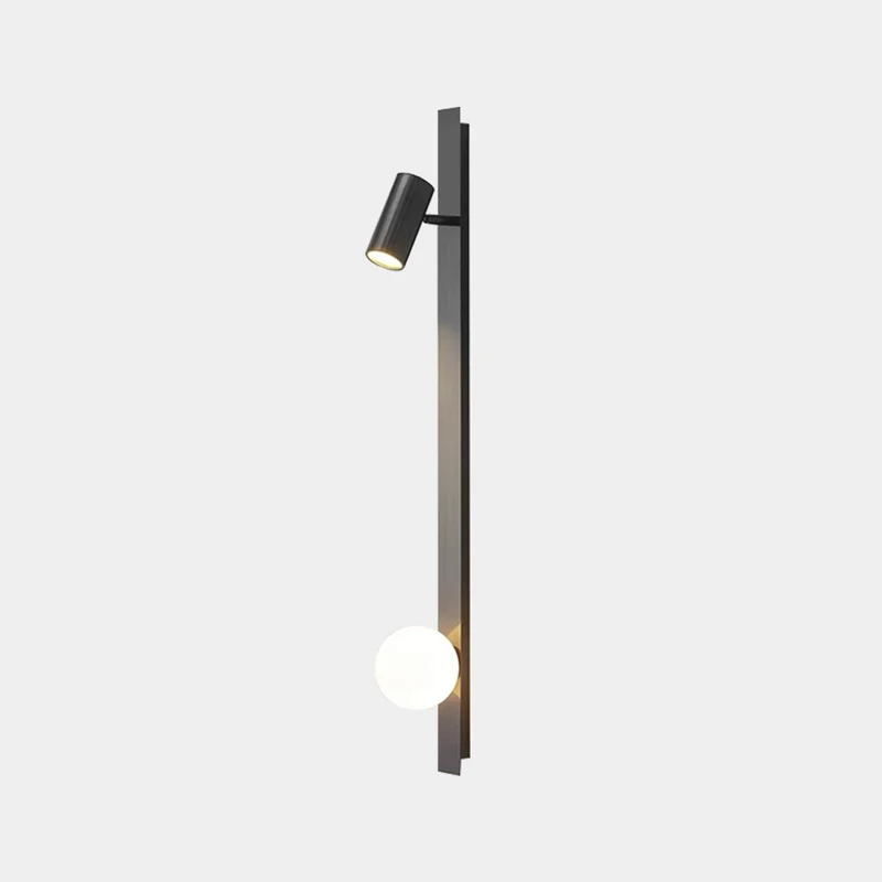 Wall Light Spotlight Unique Linear with Glass Ball, Black / Gold
