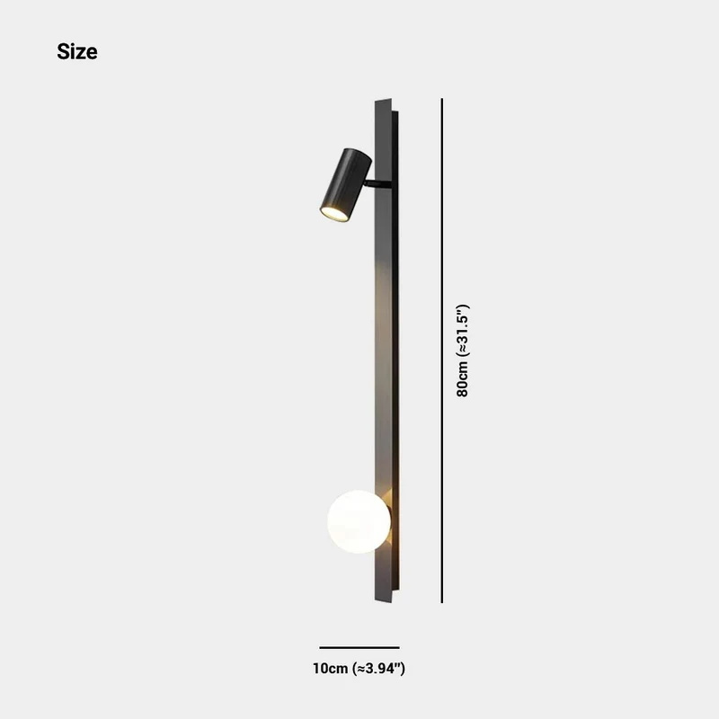 Wall Light Spotlight Unique Linear with Glass Ball, Black / Gold