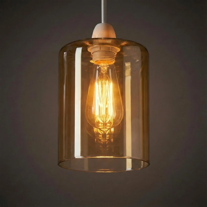 Lampenschirm aus bernsteinfarbenem Glas im Vintage-Stil, E27~3602