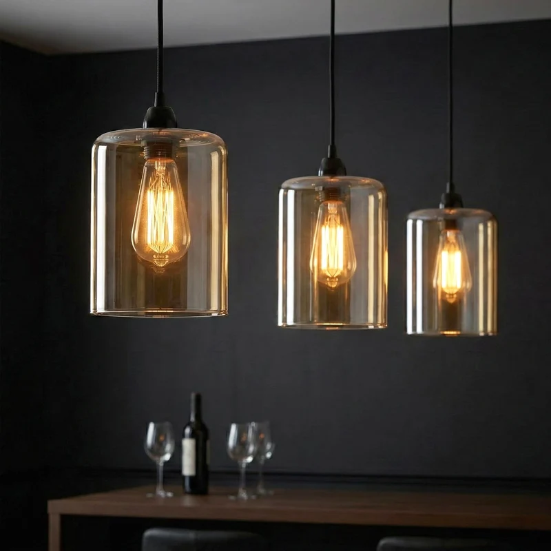 Lampenschirm aus bernsteinfarbenem Glas im Vintage-Stil, E27~3602