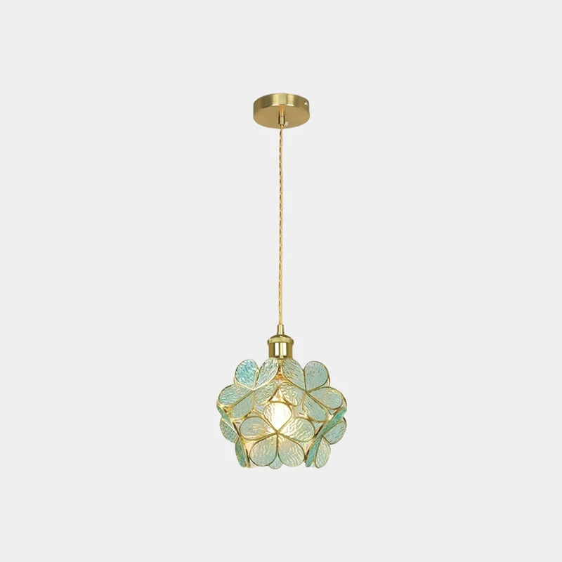 Pendant Light Artistic Small Glass Flower Petal Brass, 5 Colors