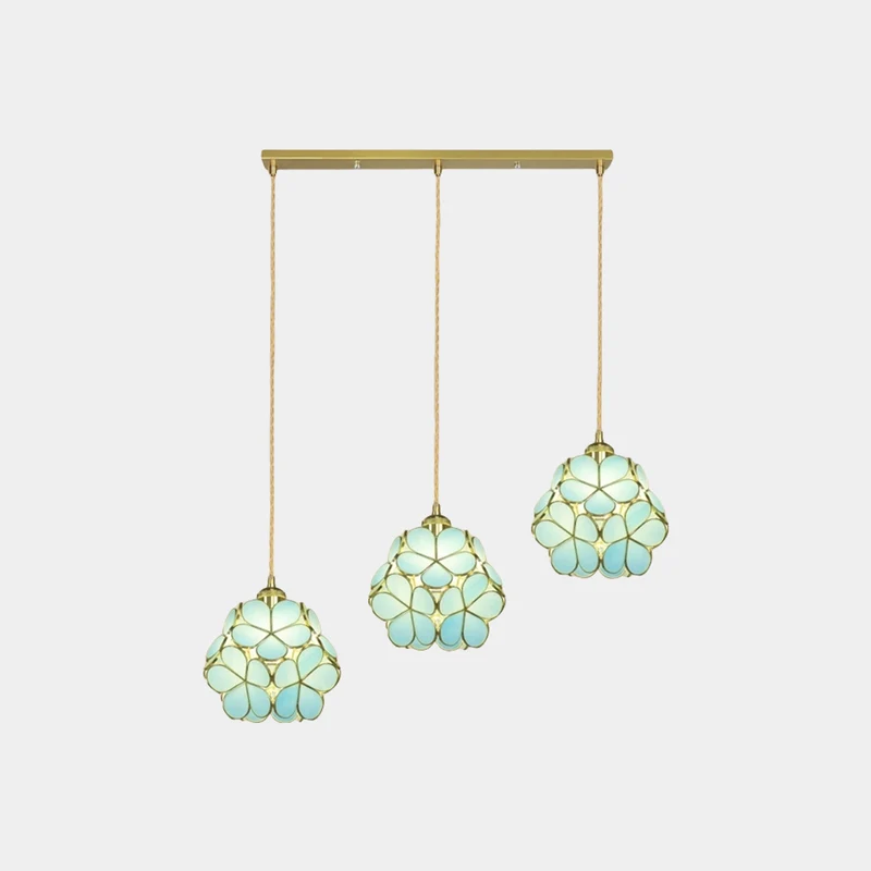 Pendant Light Artistic Small Glass Flower Petal Brass, 5 Colors