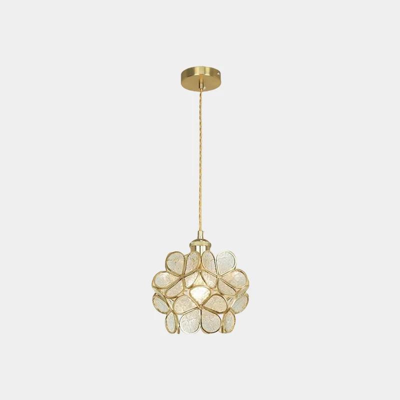 Pendant Light Artistic Small Glass Flower Petal Brass, 5 Colors