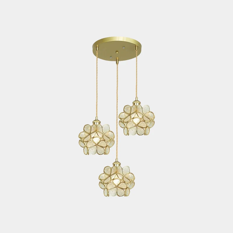 Pendant Light Artistic Small Glass Flower Petal Brass, 5 Colors