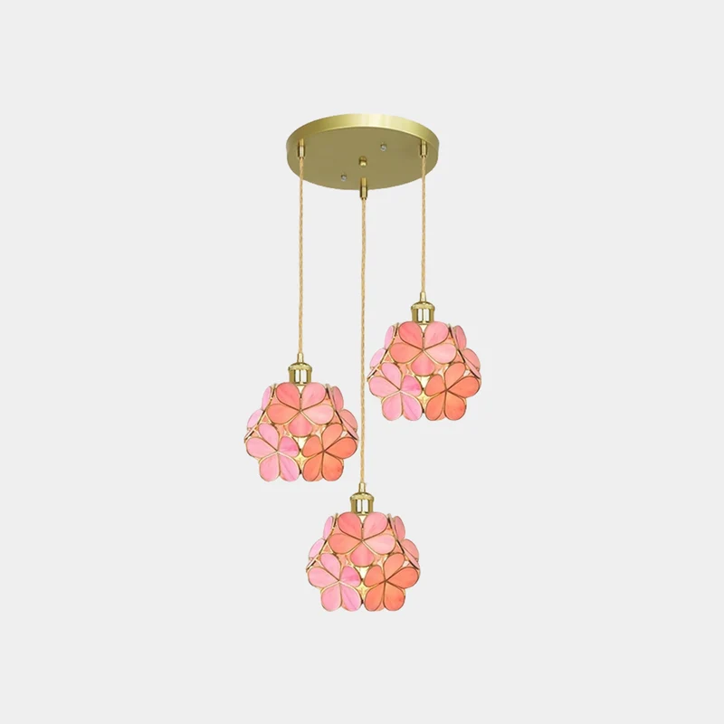 Pendant Light Artistic Small Glass Flower Petal Brass, 5 Colors