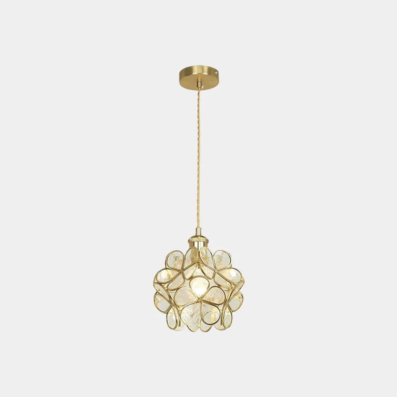 Pendant Light Artistic Small Glass Flower Petal Brass, 5 Colors