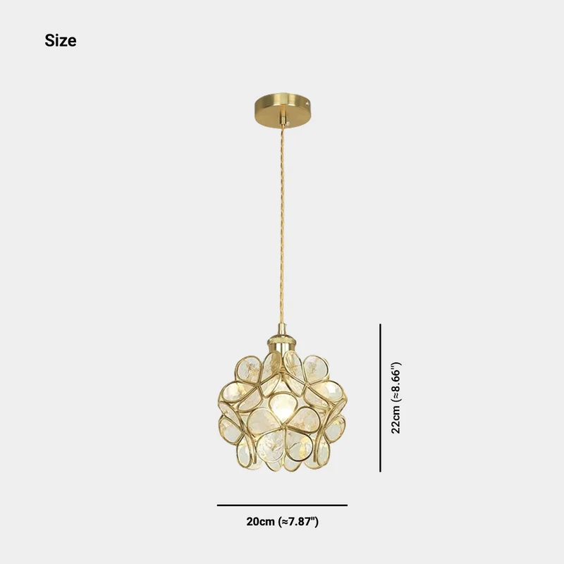 Pendant Light Artistic Small Glass Flower Petal Brass, 5 Colors