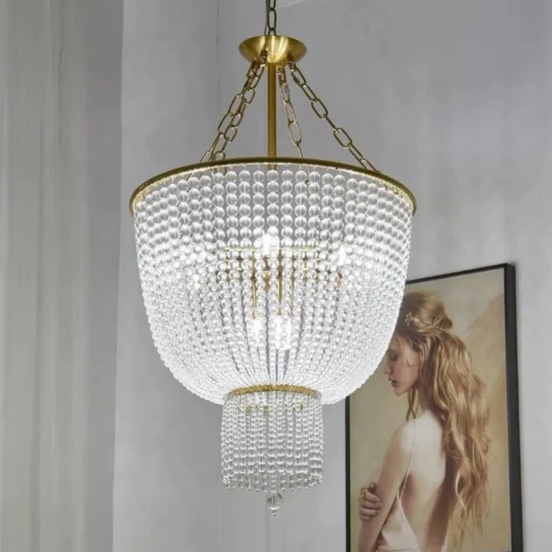 Boho Kronleuchter mit Perlendesign für Schlafzimmer