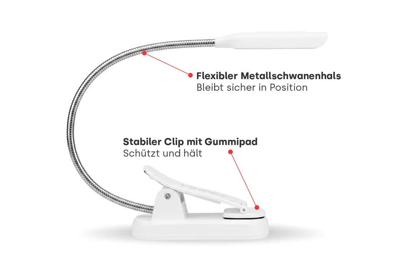 Letti - Akku Leselicht mit 3 Lichtspektren