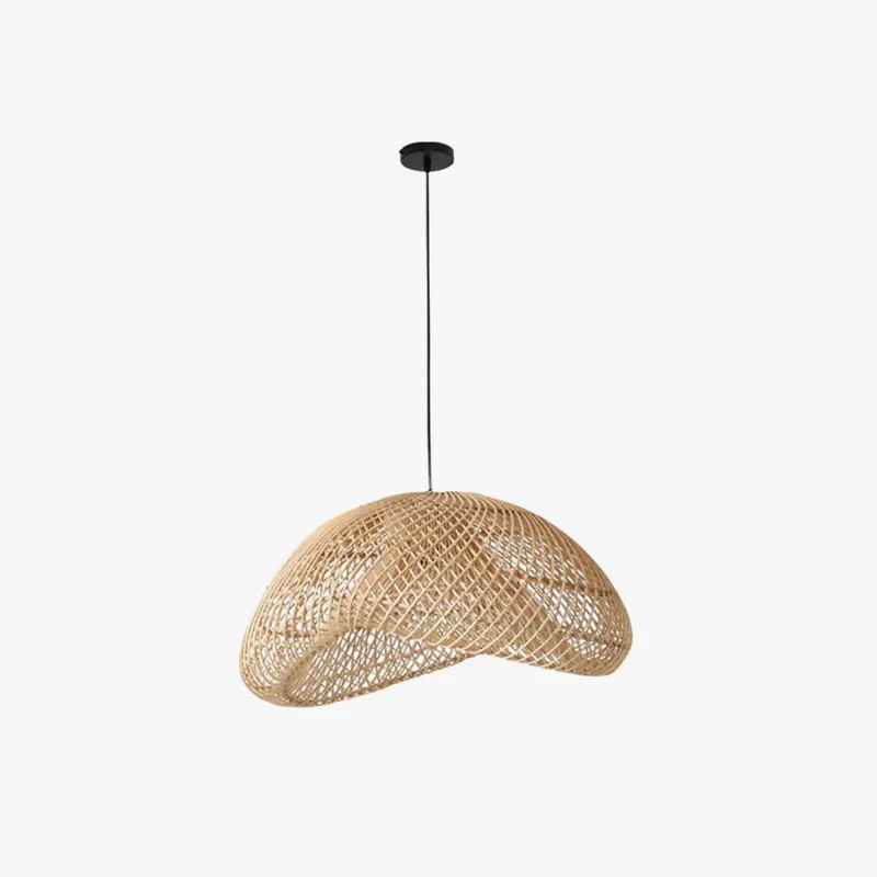 Pendelleuchte aus Rattan im Japandi Stil für Esszimmer