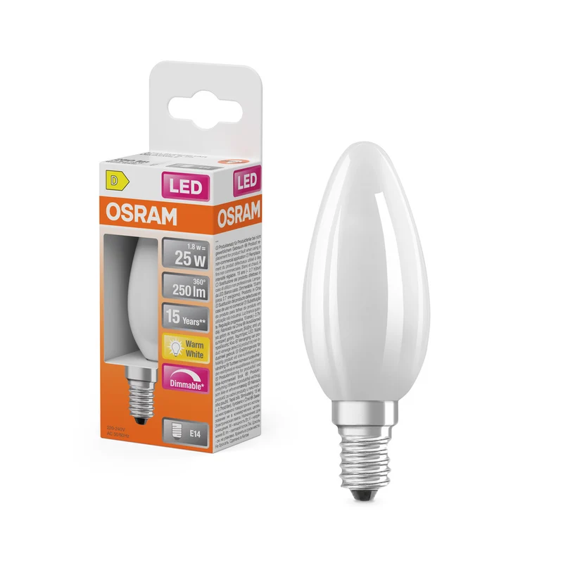 OSRAM LED Retrofit Classic B dimmbar 1.8W 827 matt E14