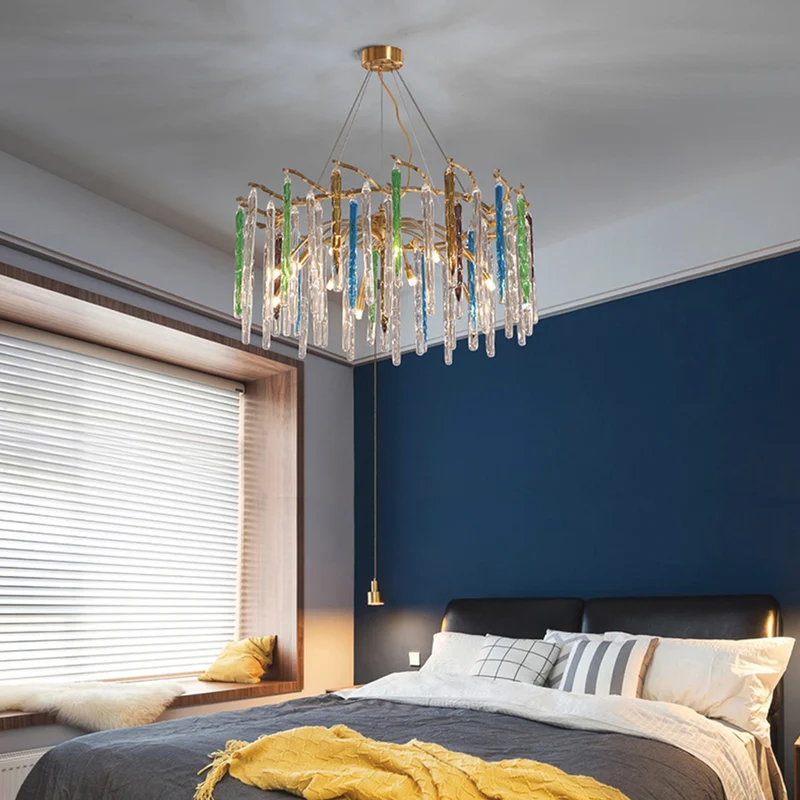 Chandelier Artistic Branch Colorful Glass Drop
