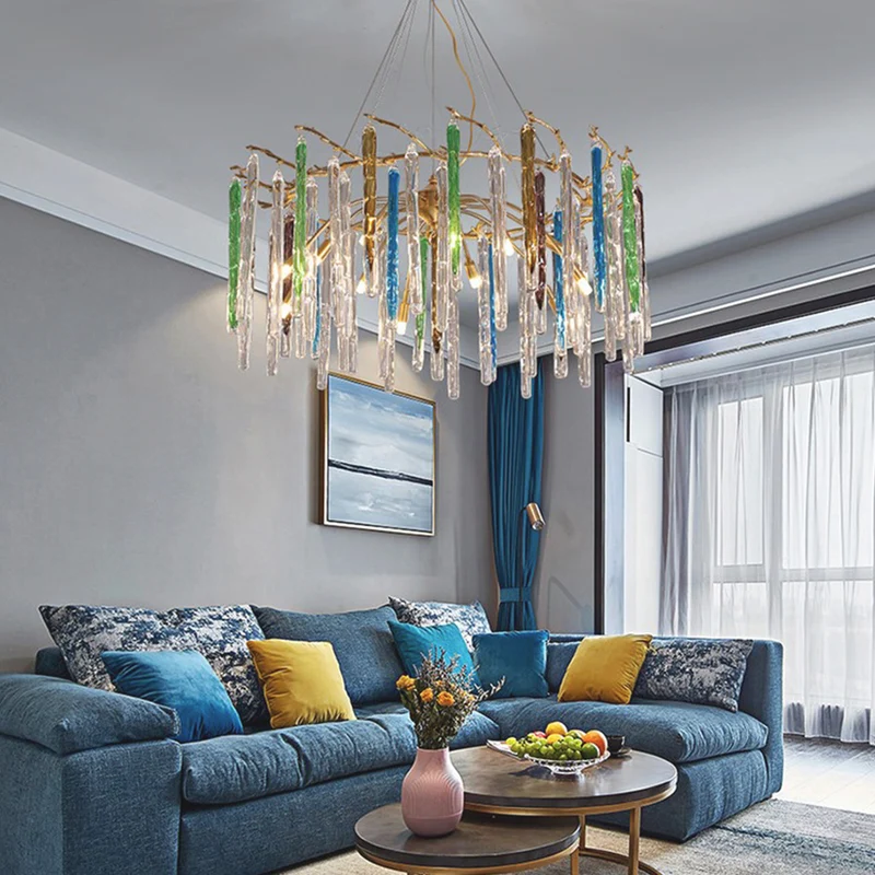Chandelier Artistic Branch Colorful Glass Drop