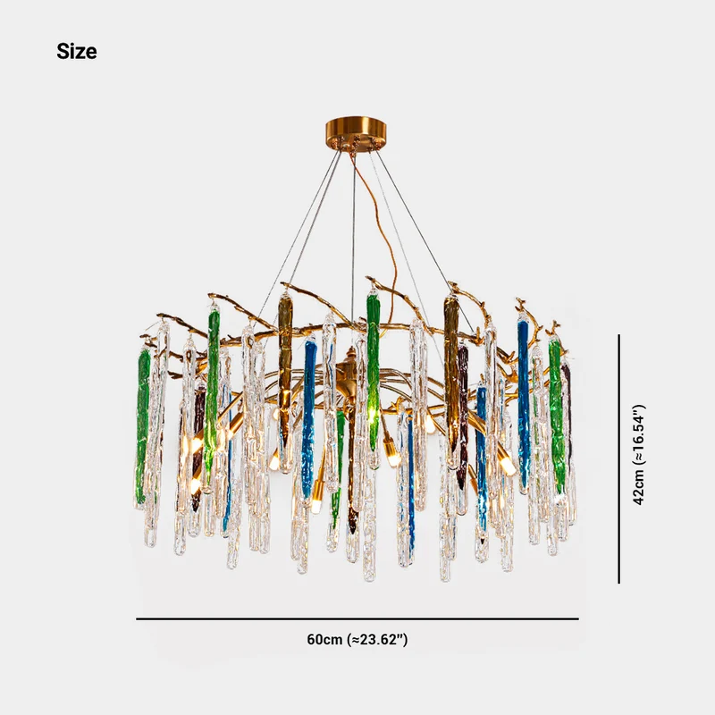 Chandelier Artistic Branch Colorful Glass Drop