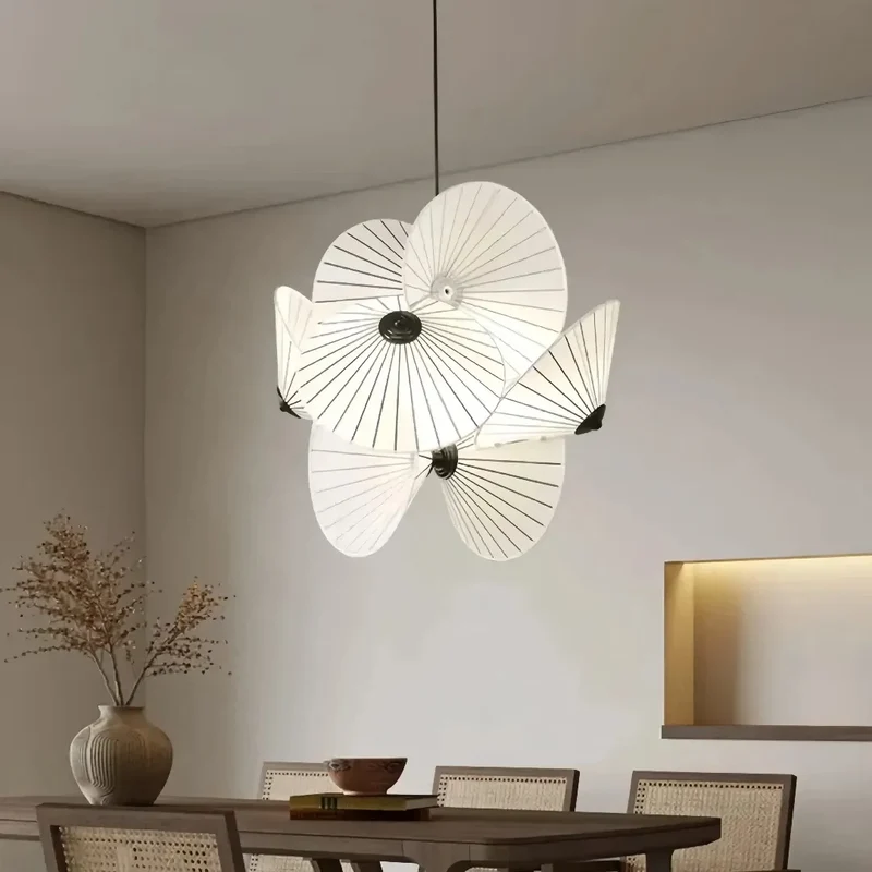 Pendelleuchte im Regenschirm-Stil aus weißem Stoff, skandinavisch, für Esszimmer