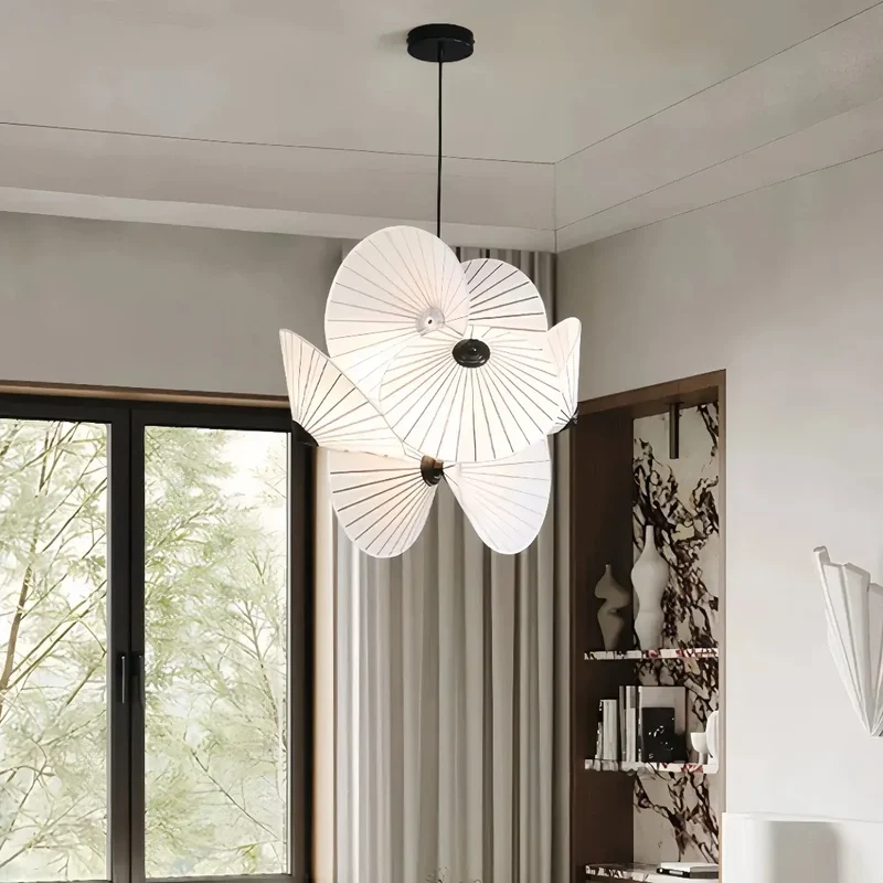 Pendelleuchte im Regenschirm-Stil aus weißem Stoff, skandinavisch, für Esszimmer