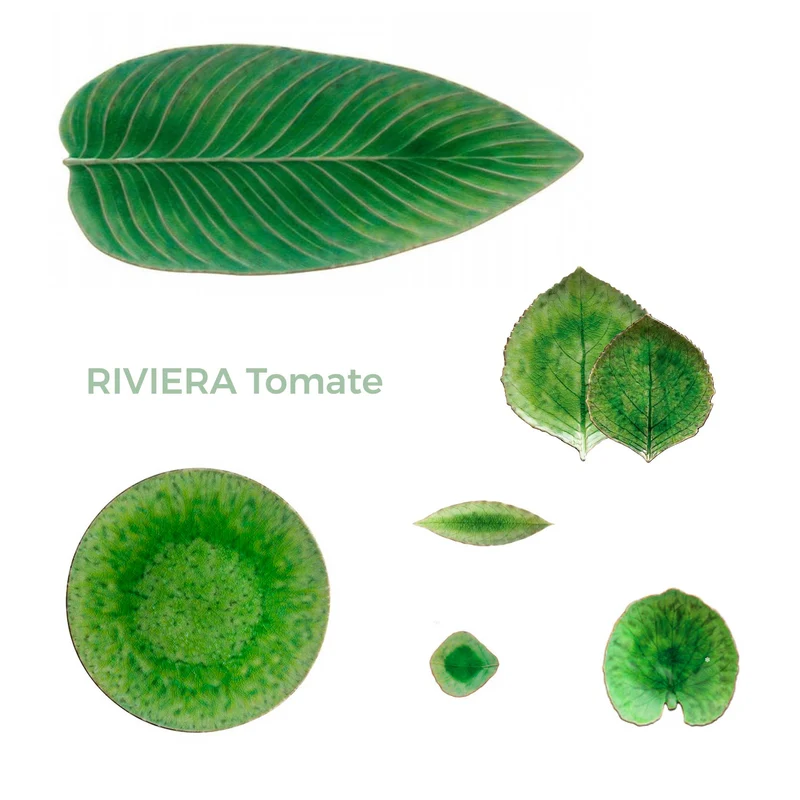 6er Set grüne Schale in Blattform "Hydrangea Leaf"