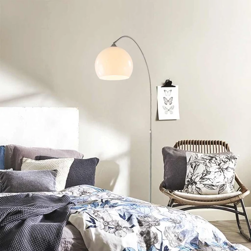 Floor Lamp Arch Fishing Pole Whtie Shade with Marble Base