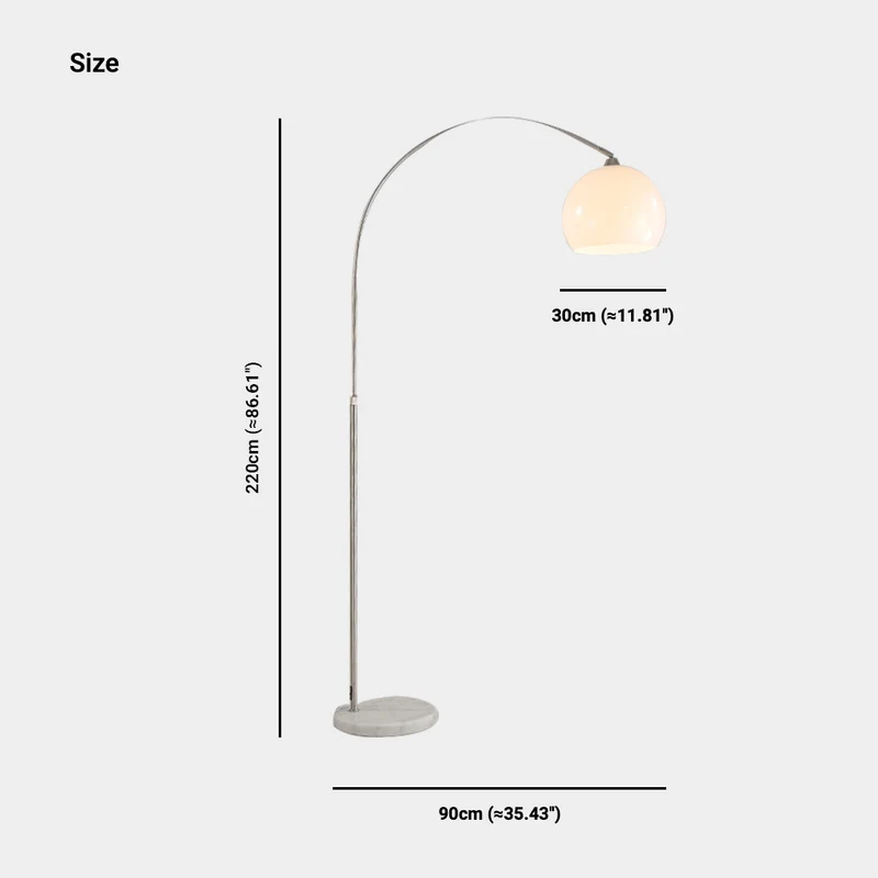 Floor Lamp Arch Fishing Pole Whtie Shade with Marble Base