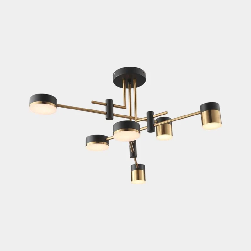 Chandelier Minimalist Black and Gold Multi-Arm LED