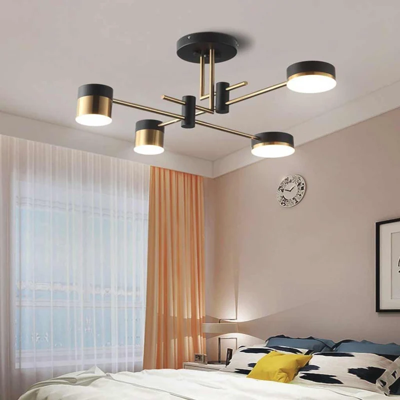Chandelier Minimalist Black and Gold Multi-Arm LED