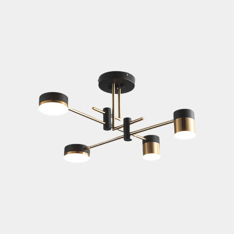 Chandelier Minimalist Black and Gold Multi-Arm LED