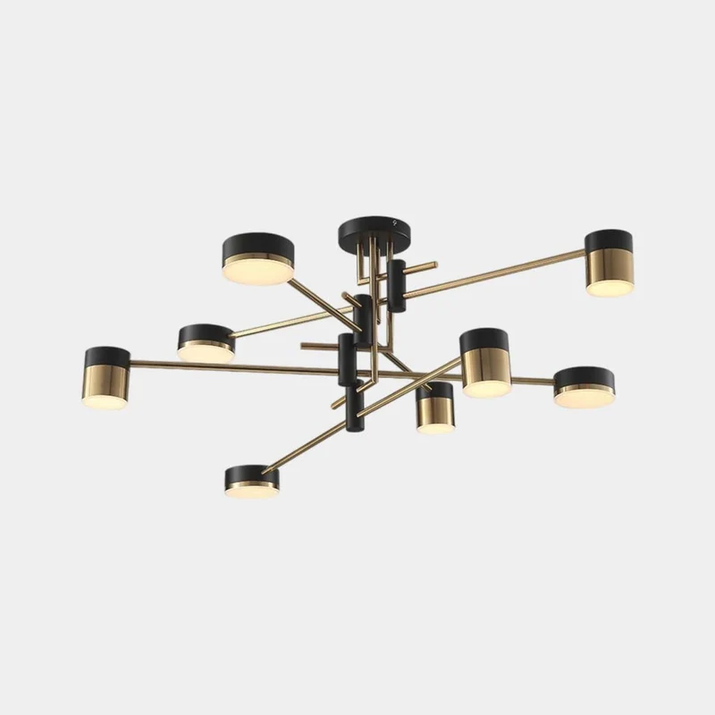 Chandelier Minimalist Black and Gold Multi-Arm LED