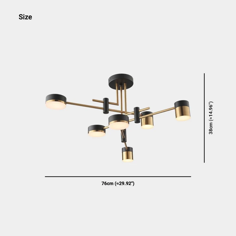 Chandelier Minimalist Black and Gold Multi-Arm LED