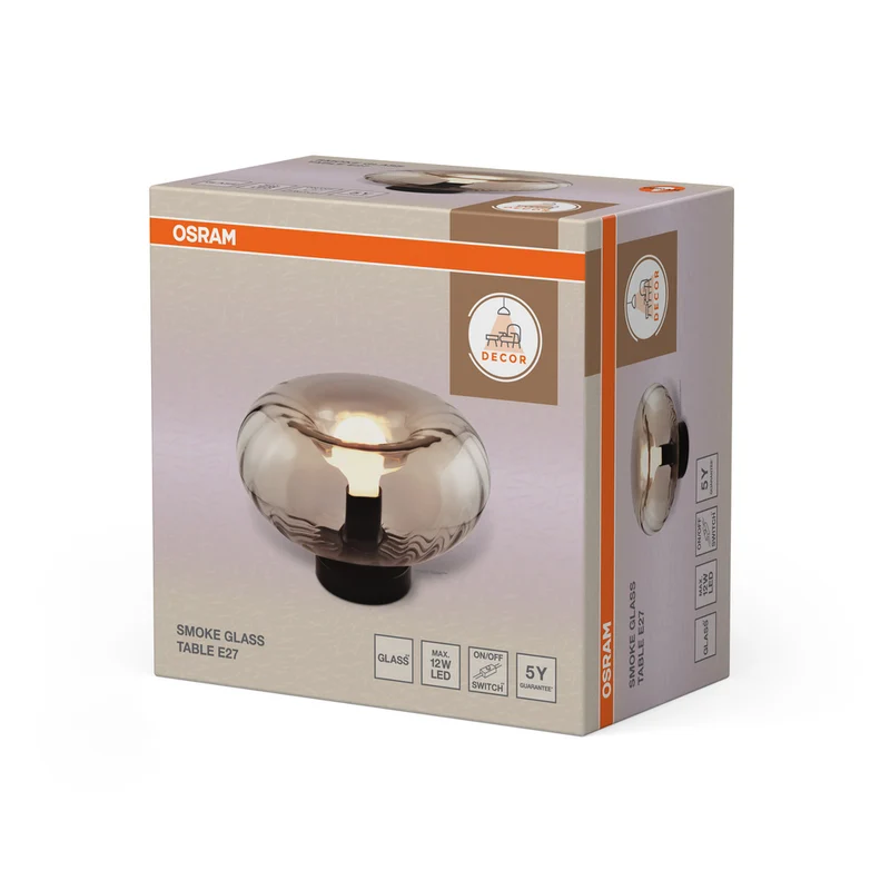 OSRAM DECOR Smoke Glass Tischleuchte E27 Schwarz