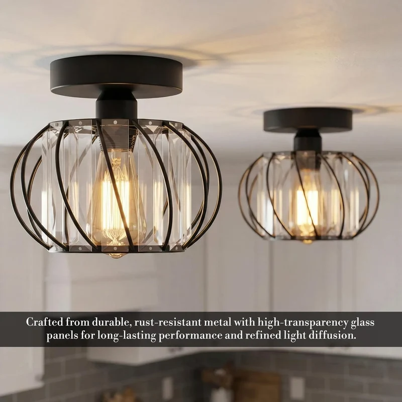 Kristall Deckenlampe E27 Vintage Käfigleuchte Wohnzimmer ~3575