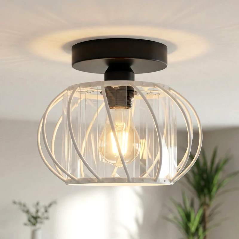 Kristall Deckenlampe E27 Vintage Käfigleuchte Wohnzimmer ~3575
