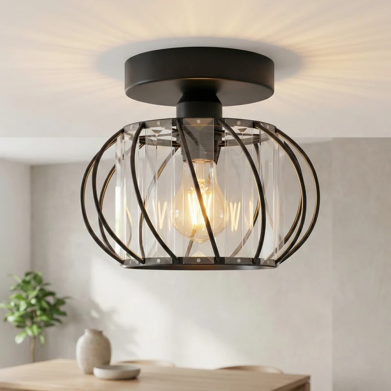 Kristall Deckenlampe E27 Vintage Käfigleuchte Wohnzimmer ~3575