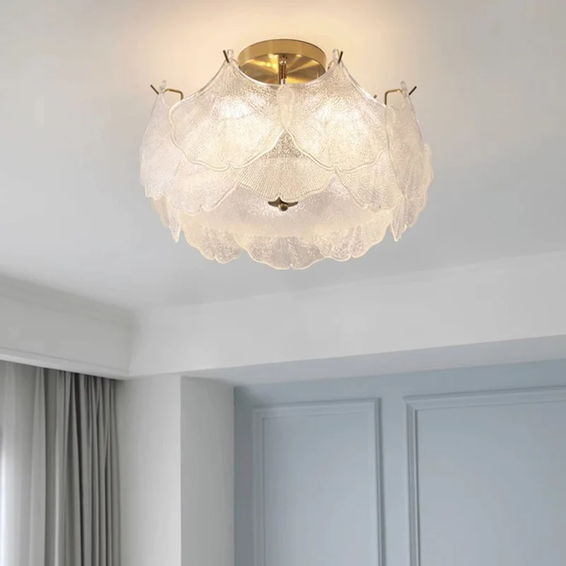 Chandelier/Flush Mount Ceiling Light Unique Glass Ginkgo Leaf