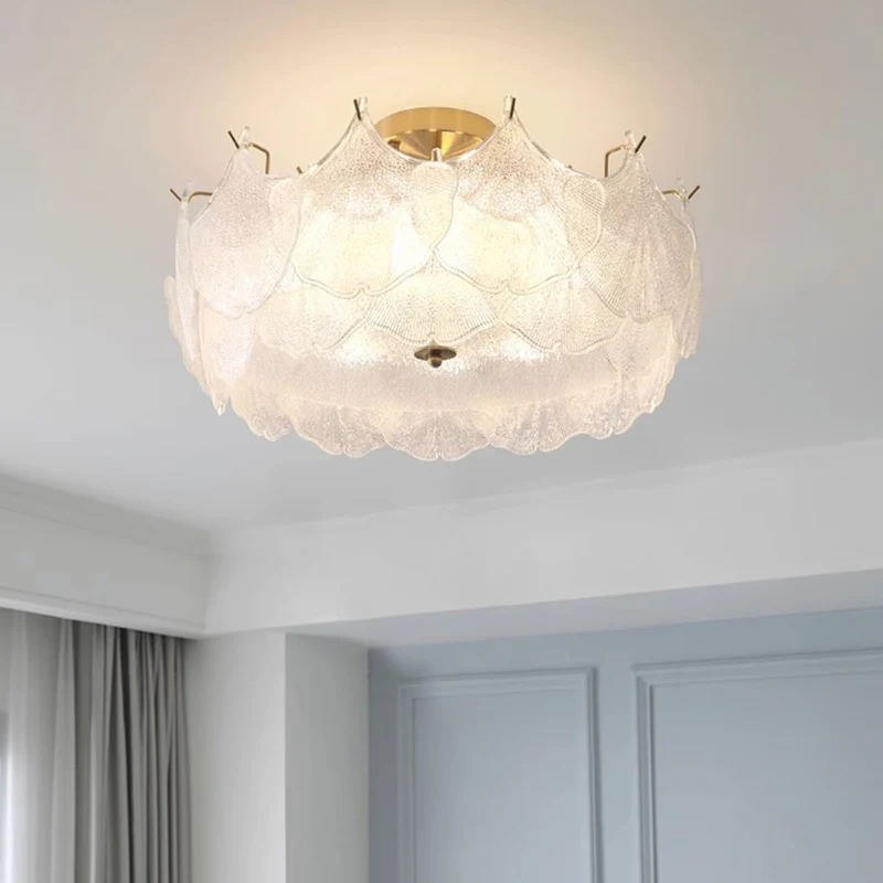 Chandelier/Flush Mount Ceiling Light Unique Glass Ginkgo Leaf