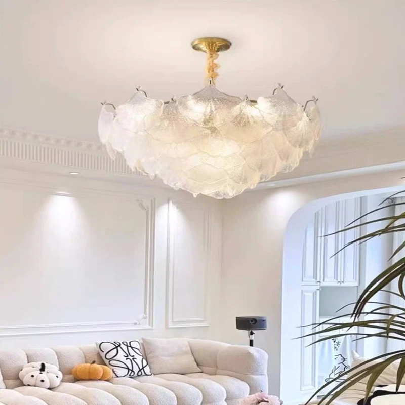 Chandelier/Flush Mount Ceiling Light Unique Glass Ginkgo Leaf