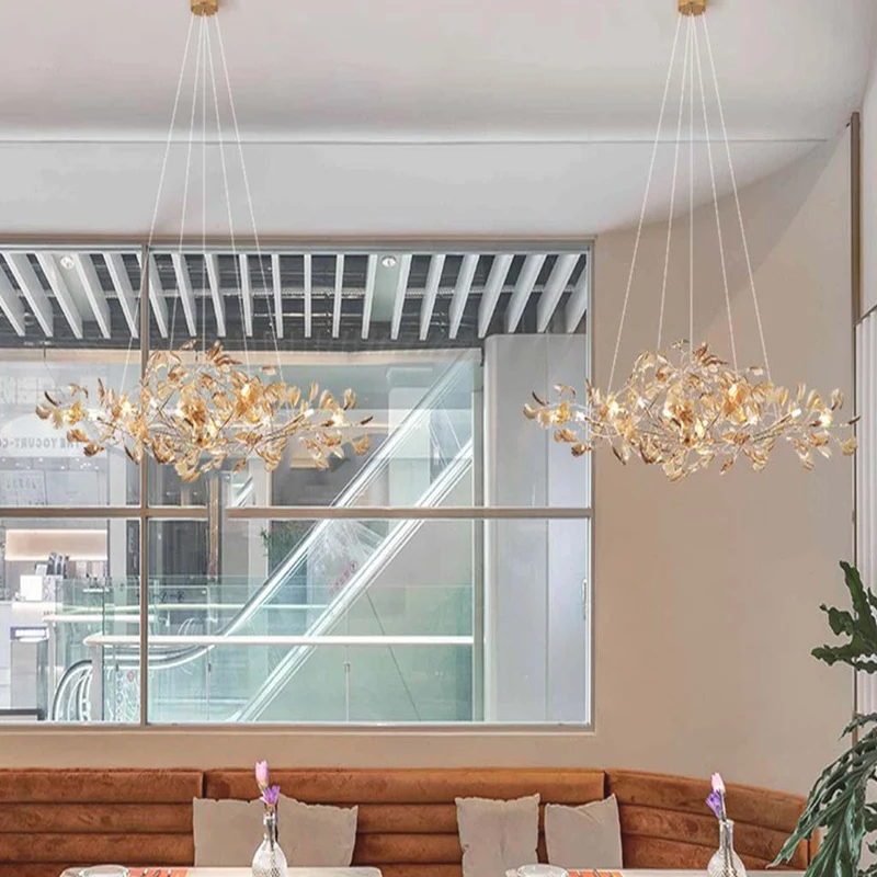 Chandelier Unique Elegant Acrylic Ginkgo Leaves, 3 Colors